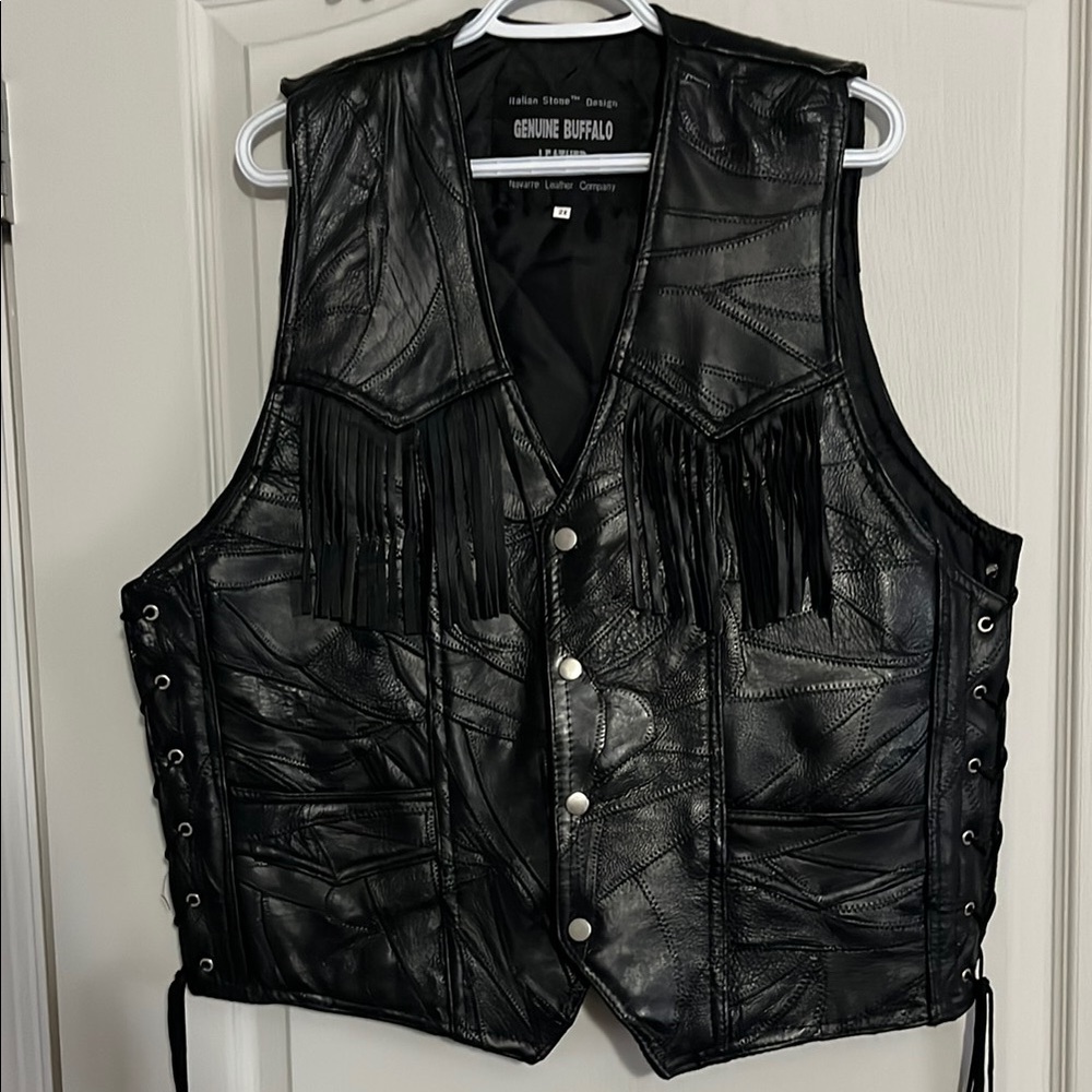 Genuine Buffalo Black Leather Vest